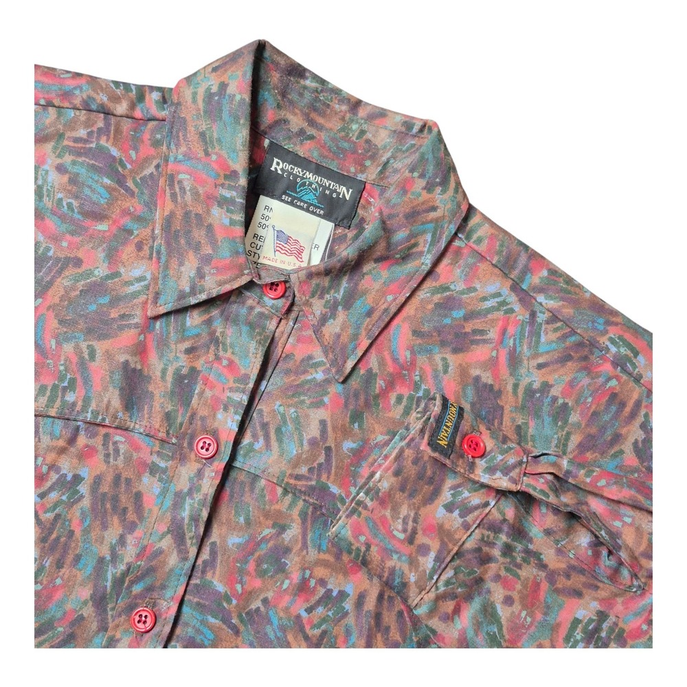 VTG Rocky Mountain Clothing Women's XS Western Shirt Long Sleeve Abstract USA